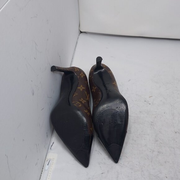 Louis Vuitton Brown Black Monogram Heel Shoe - Picture 11 of 13